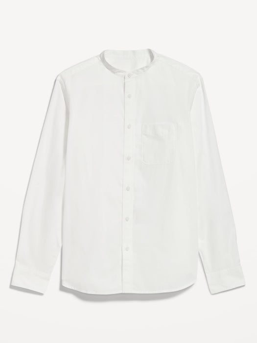 Banded-Collar Non-Stretch Shirt