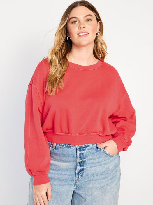 Oversized Crop Fleece Sweatshirt