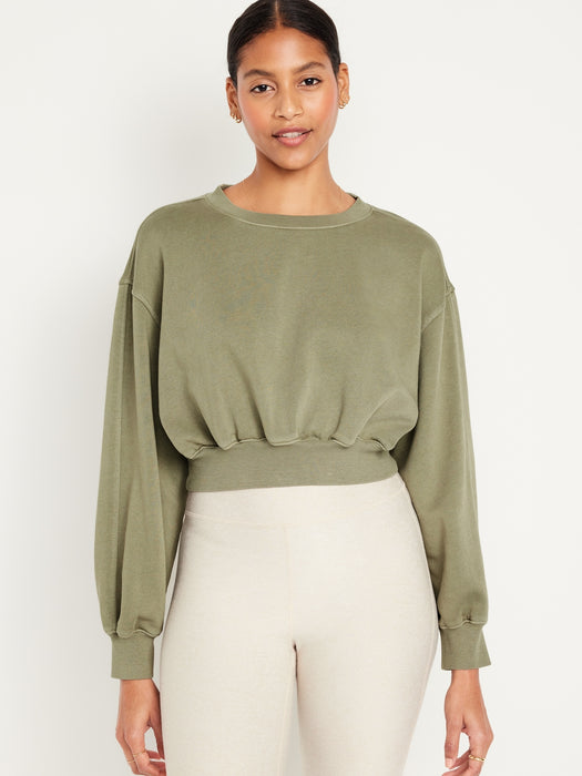 Oversized Crop Fleece Sweatshirt