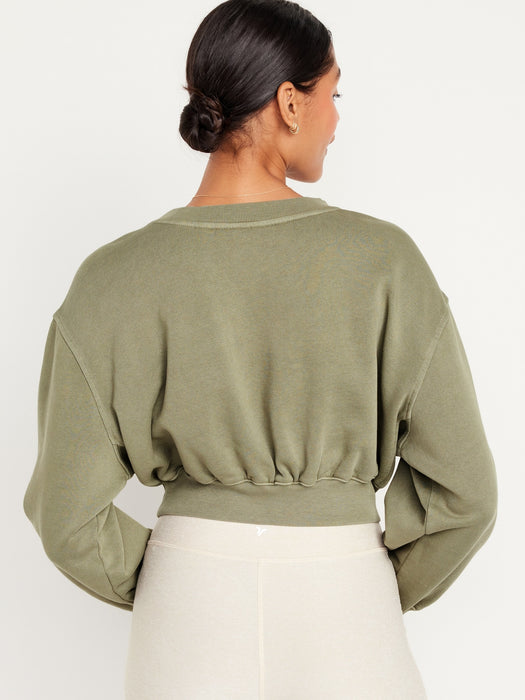 Oversized Crop Fleece Sweatshirt