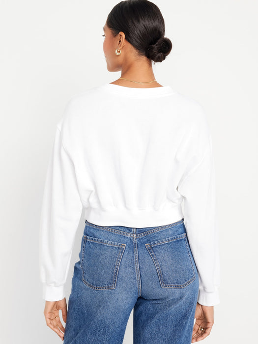 Oversized Crop Fleece Sweatshirt