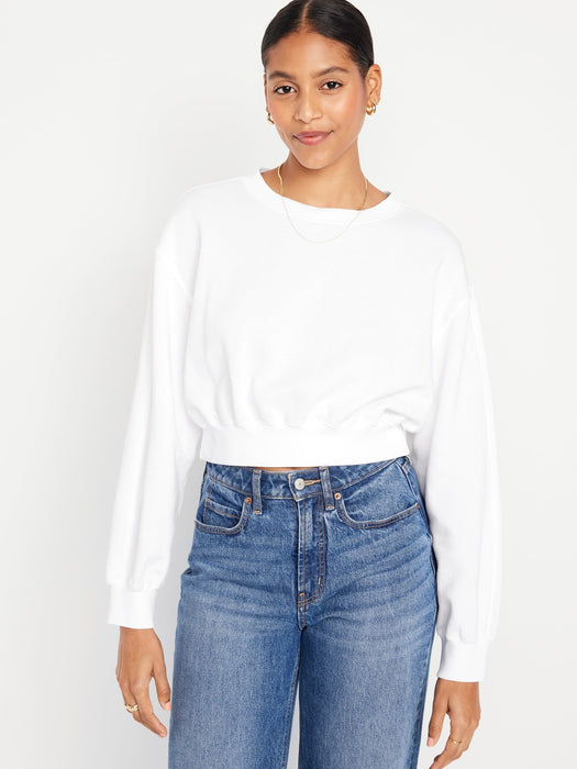 Oversized Crop Fleece Sweatshirt