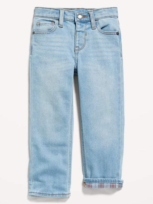 Built-In Warm Straight Patterned-Lined Jeans for Toddler Boys