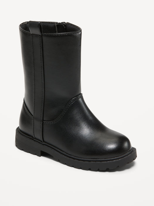 Faux-Leather Side-Zip Boots for Toddler Girls