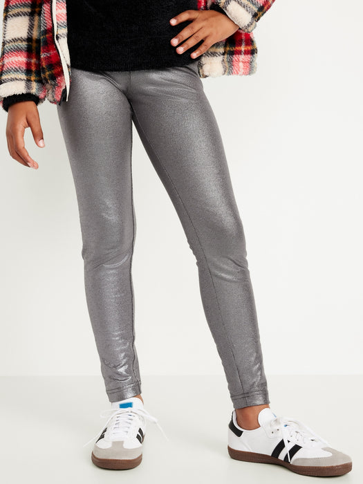 Shiny High-Waisted Leggings for Girls