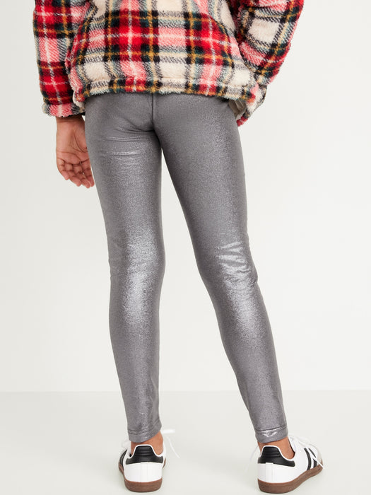Shiny High-Waisted Leggings for Girls