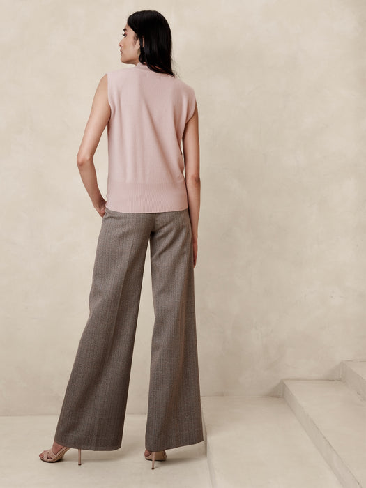 Franca Cashmere Padded-Shoulder Top