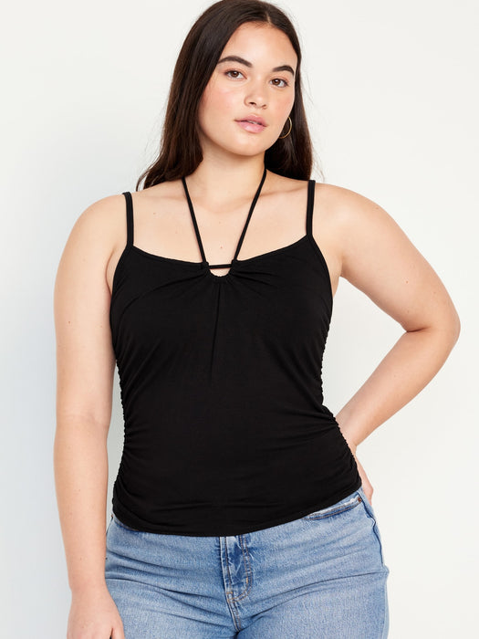 Fitted Sleeveless Tie-Front Top for Women