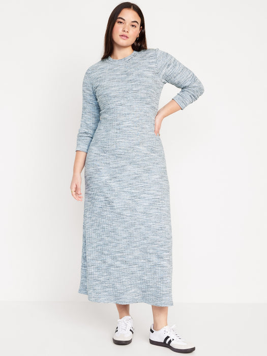 Fit & Flare Rib-Knit Maxi Dress
