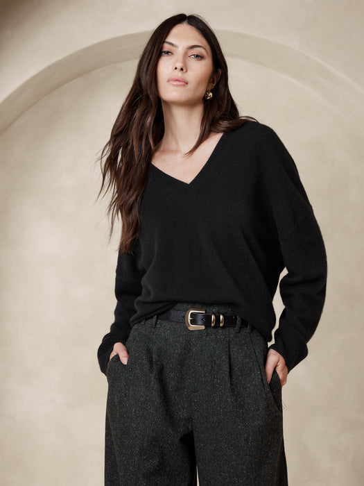 Oversized Lightweight Cashmere V-Neck Sweater