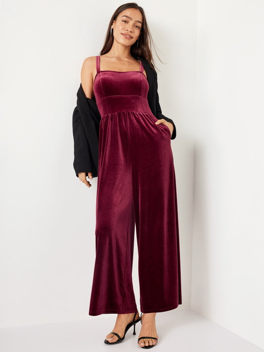 Fit & Flare Cami Velvet Jumpsuit for Women