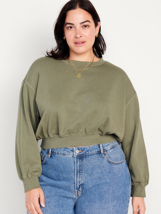 Oversized Crop Fleece Sweatshirt