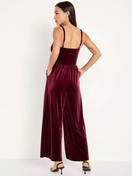 Fit & Flare Cami Velvet Jumpsuit for Women