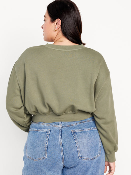 Oversized Crop Fleece Sweatshirt