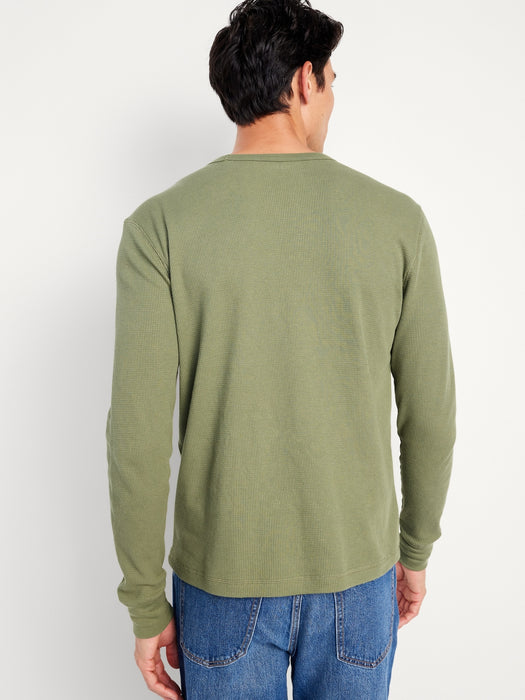 Long-Sleeve Built-In Flex Waffle-Knit T-Shirt
