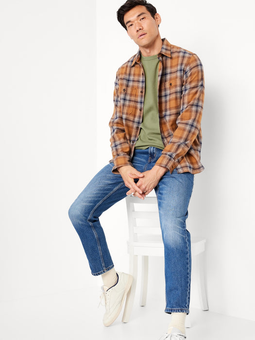 Long-Sleeve Built-In Flex Waffle-Knit T-Shirt