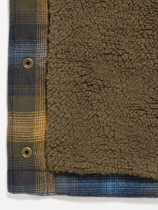 Soft-Brushed Flannel Sherpa-Lined Shacket for Boys