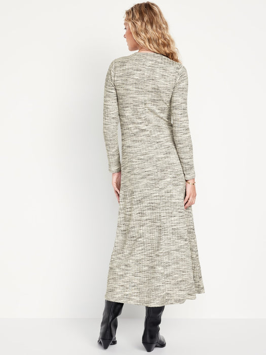 Fit & Flare Rib-Knit Maxi Dress