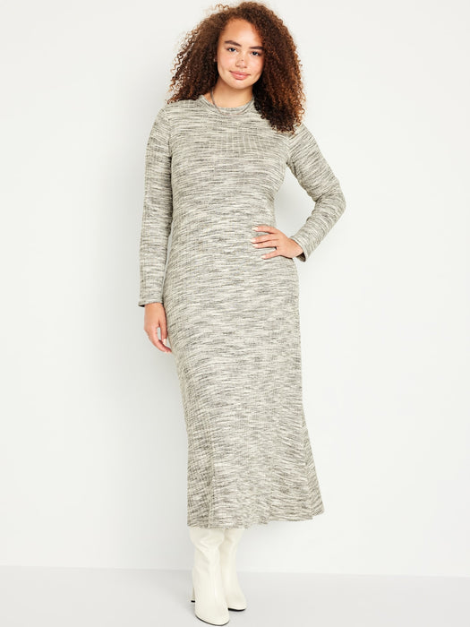 Fit & Flare Rib-Knit Maxi Dress