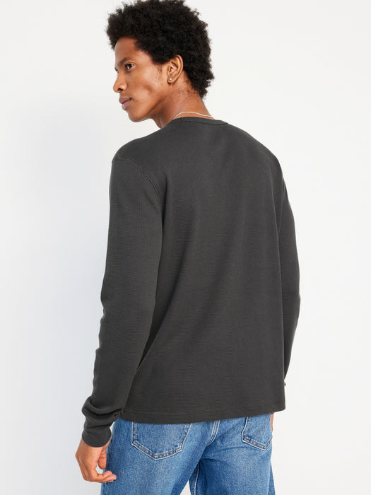 Long-Sleeve Built-In Flex Waffle-Knit T-Shirt