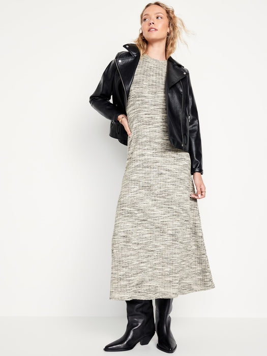 Fit & Flare Rib-Knit Maxi Dress