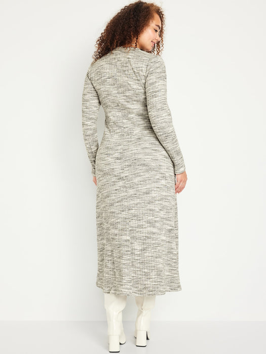 Fit & Flare Rib-Knit Maxi Dress