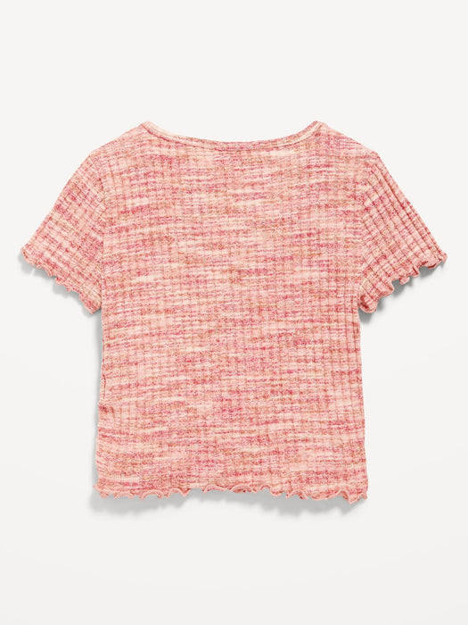 Short-Sleeve Textured Knit Side-Ruched Top for Girls