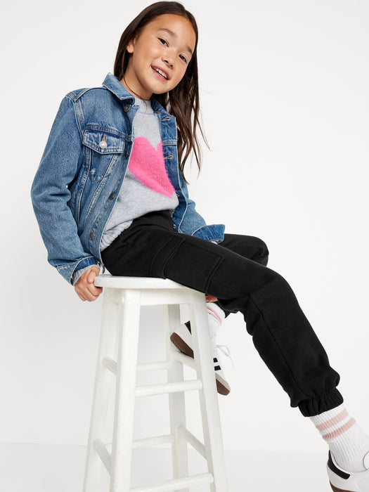 High-Waisted Fleece Cargo Jogger Pants for Girls