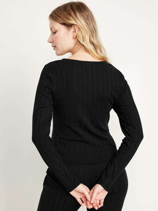 Pointelle Knit Pajama Top