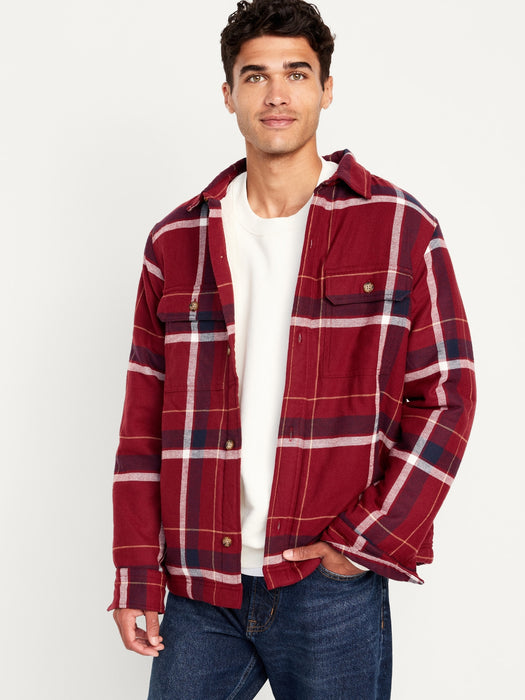 Sherpa-Lined Flannel Shacket