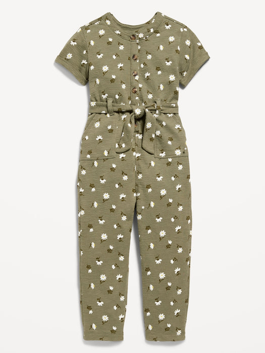 One-Piece Tie-Front Jumpsuit for Toddler Girls