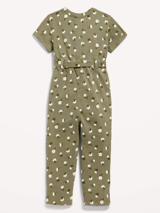 One-Piece Tie-Front Jumpsuit for Toddler Girls