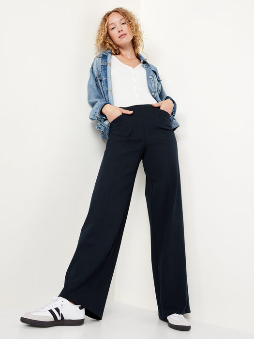 High-Waisted Pull-On Pixie Super Wide-Leg Pants