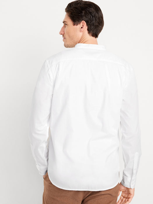 Banded-Collar Non-Stretch Shirt