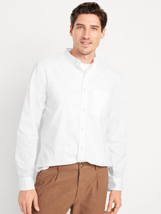 Banded-Collar Non-Stretch Shirt
