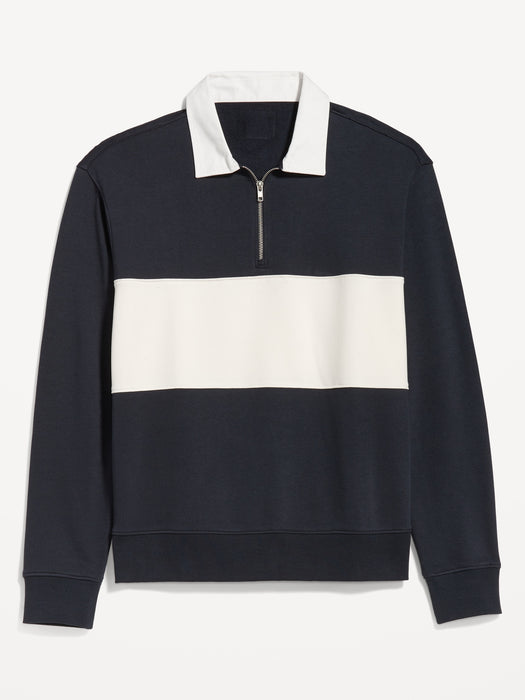 Quarter Zip Rugby Stripe Polo