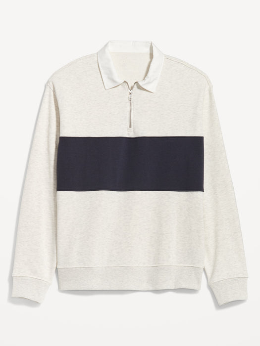 Quarter Zip Rugby Stripe Polo