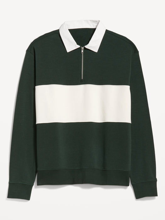 Quarter Zip Rugby Stripe Polo