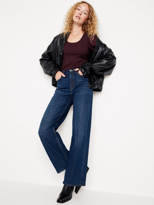 Puff-Sleeve Mixed Material Top