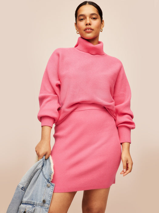 High-Waisted Rib-Knit Mini Skirt