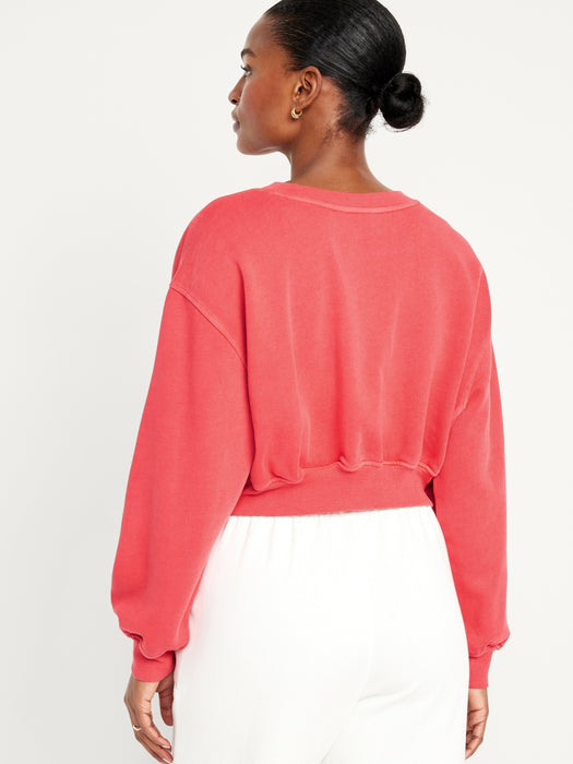 Oversized Crop Fleece Sweatshirt