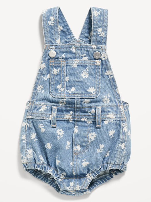Printed Jean Shortall Romper for Baby