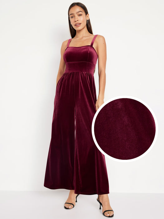 Fit & Flare Cami Velvet Jumpsuit for Women