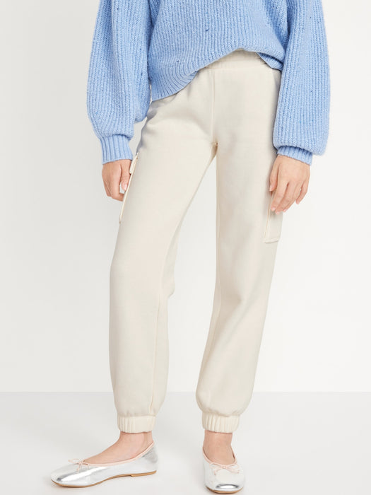High-Waisted Fleece Cargo Jogger Pants for Girls