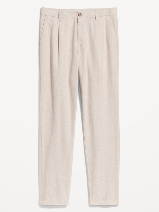 Loose Taper Linen-Blend Ankle Pants