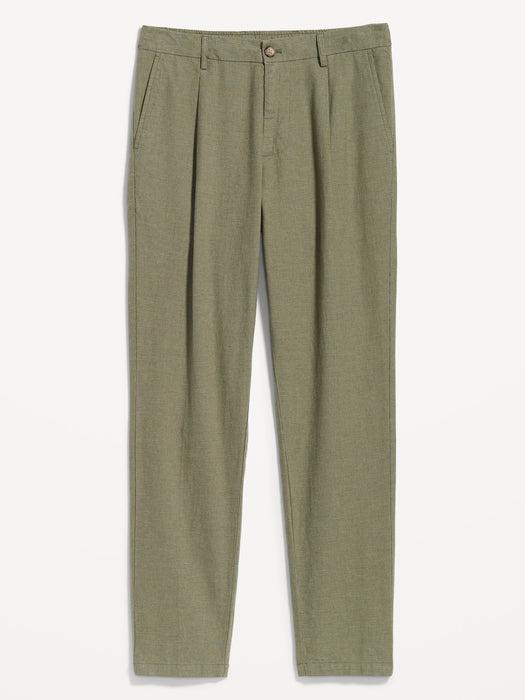 Loose Taper Linen-Blend Ankle Pants