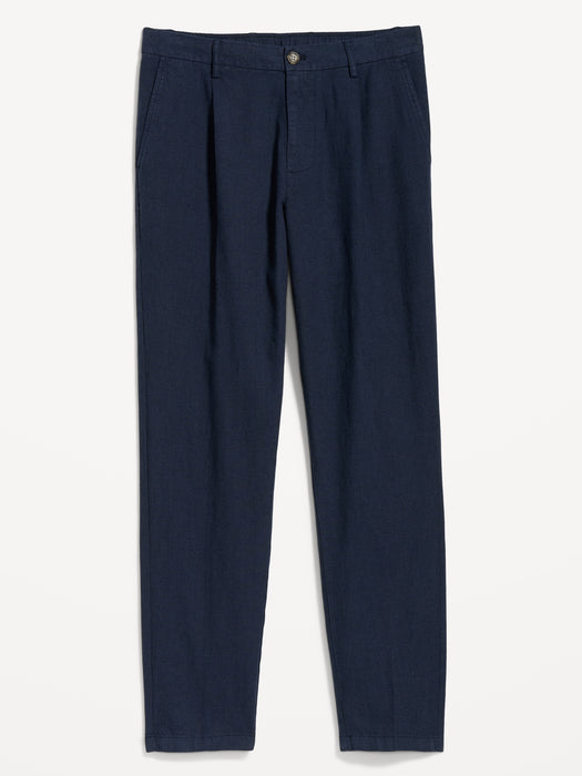 Loose Taper Linen-Blend Ankle Pants