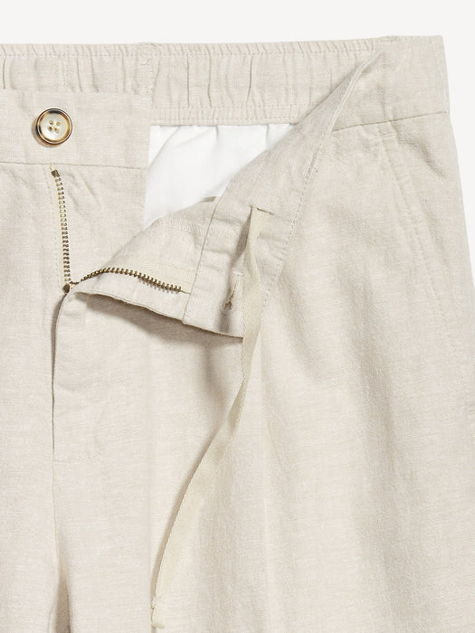 Loose Taper Linen-Blend Ankle Pants