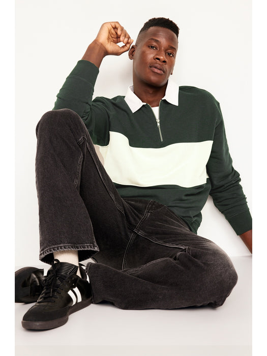 Quarter Zip Rugby Stripe Polo