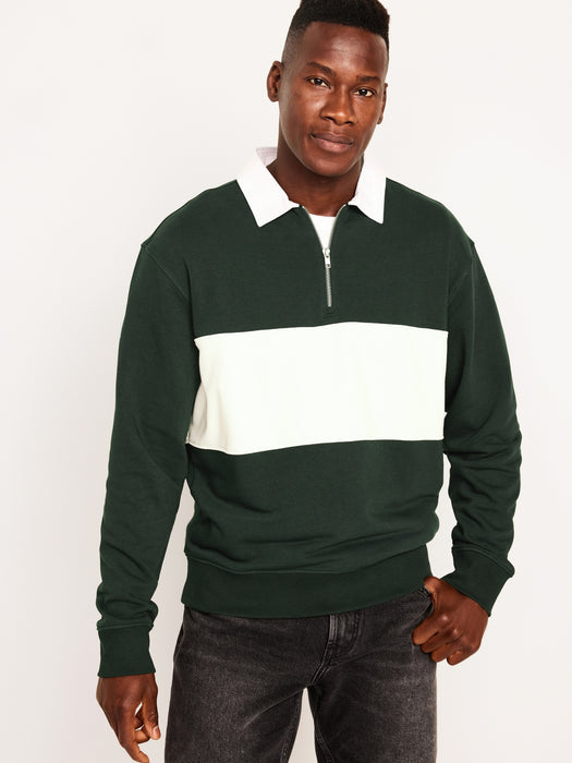 Quarter Zip Rugby Stripe Polo